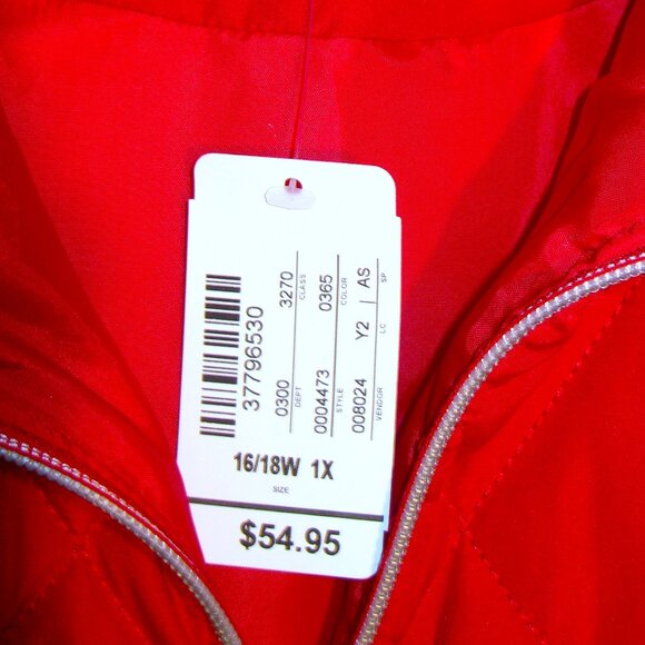 CJ BANKS red quilted zip up vest size 1X NEW Tagged $54.95 - Picture 3 of 5